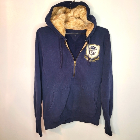 Tommy Hilfiger Tops - Tommy Hilfiger | Navy Hoodie with Fax Fur Hood